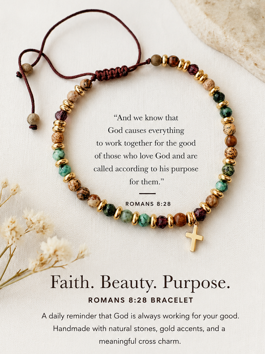 Cross Bracelet "Romans 8:28"